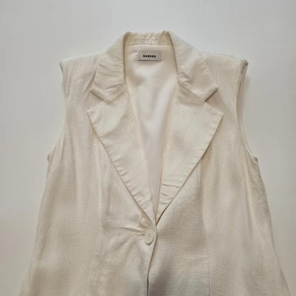 Sandro Carine Sleeveless Mini Casual Dress V-neck Sleeveless Front button - Picture 4 of 13